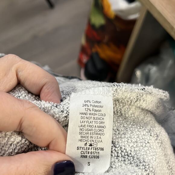 Impeccable Pig Gray and White Striped Open Long Sleeve Cardigan Sweater Size S - Picture 9 of 10